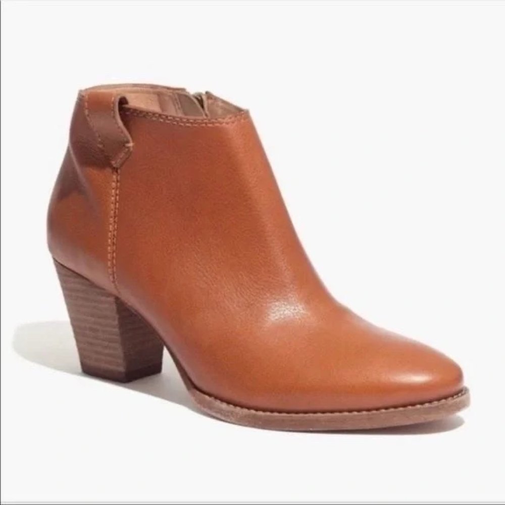 Madewell Billie Boot Leather Size 7&1/2 English Saddle Cognac Brown